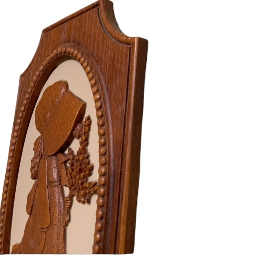 Vintage 1972 Holly Hobbie 3D Wall Plaque American Greetings Faux Wood 15x8